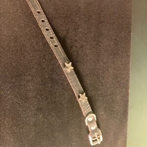 Y2K Leather Bracelet/Cuff with Pewter Stars | Vintage | Biker | Punk | Bikercore